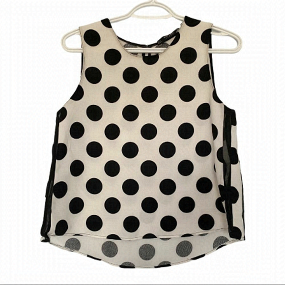 Zara Tops - Zara sleeveless polka dot top with mesh side panel